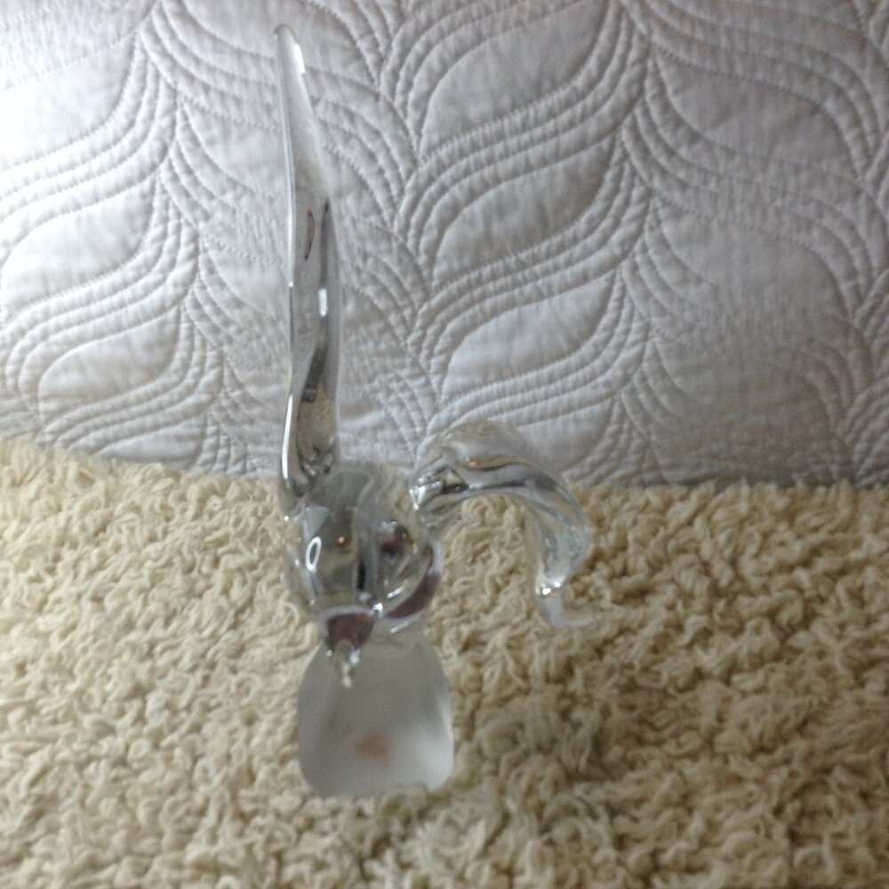 Glass, Crystal Seagull Art Statue, Heavy Frosted Base, Avant Garde, Audubon - Picture 2 of 5